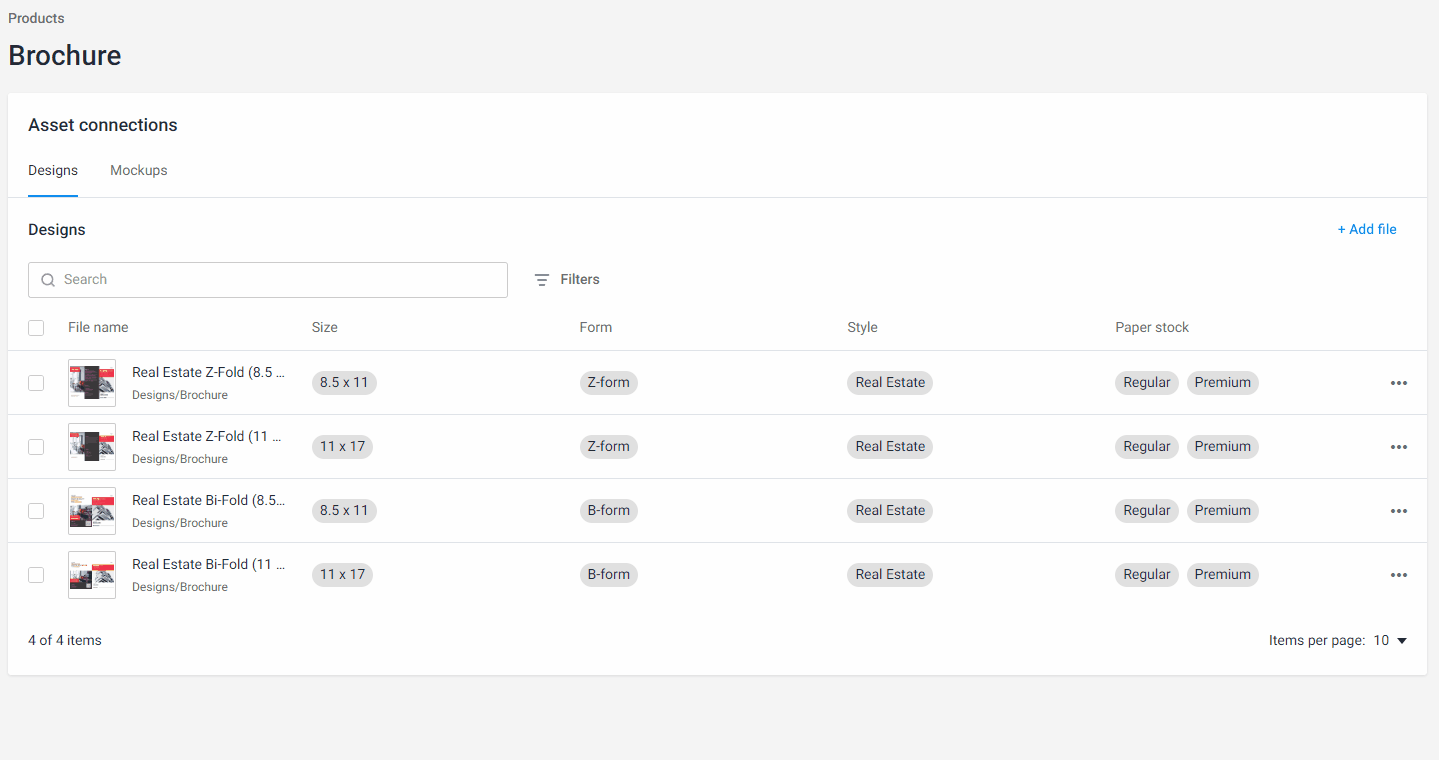 Adding assets to asset connection menu.