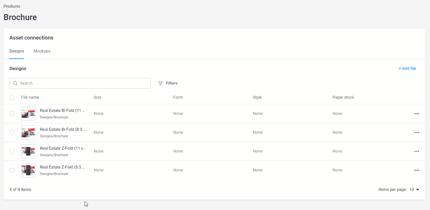 Connection designs to a product.