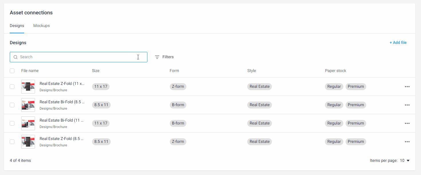 Searching assets by file name.