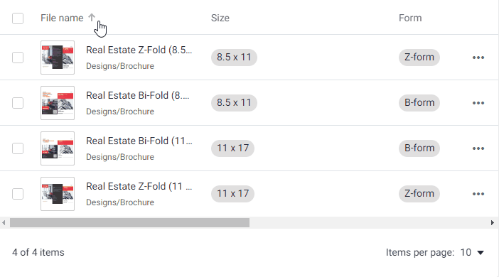 Sorting assets by a file name.