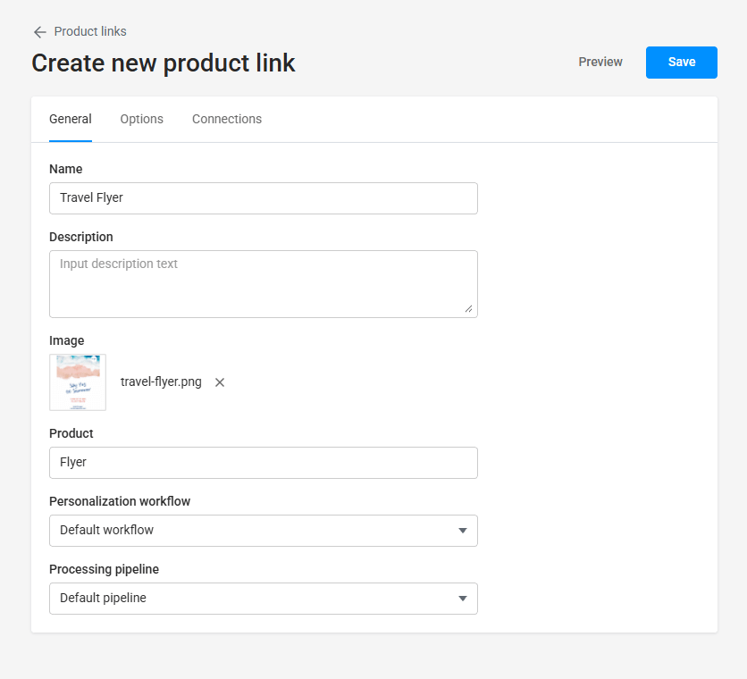 Defining properties of a product link.