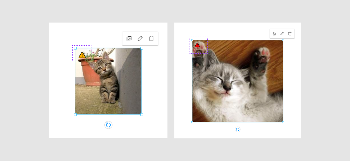 The yellow and red sign display different image quality.