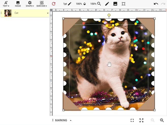 Editor handles photos and frames as a single unit.