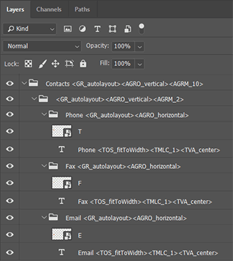 Creating auto-layout groups in Photoshop.