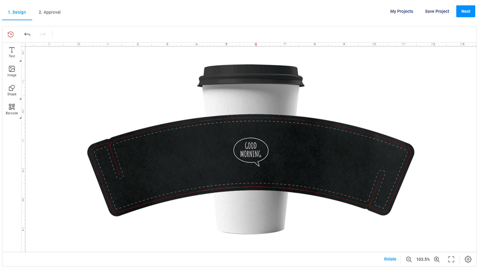 An editor mockup in the Design Editor.