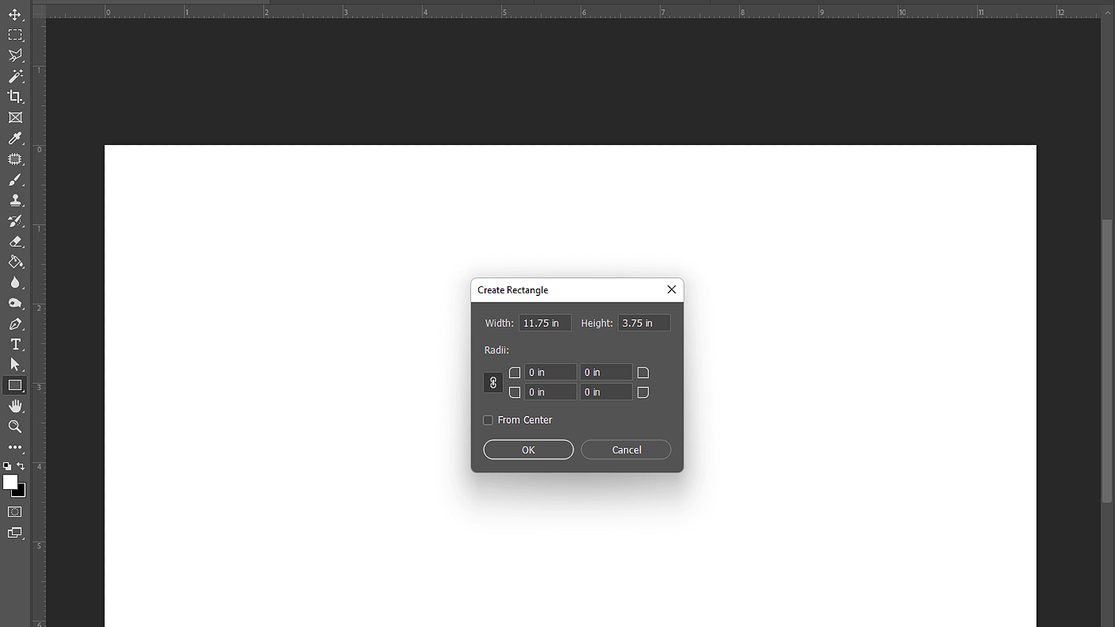 The size of a rectangle.