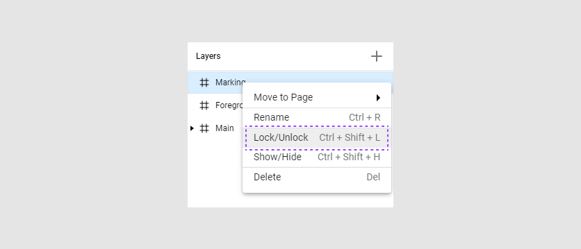 Lock a layer through the context menu.