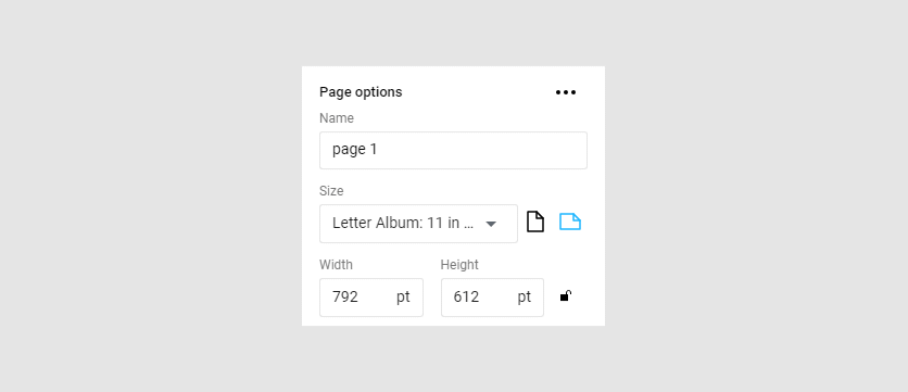 Page options.