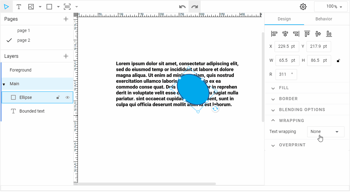 Changing text wrapping modes