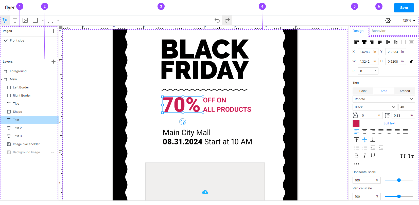 Template Editor user interface