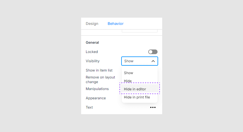 Hide item in editor.
