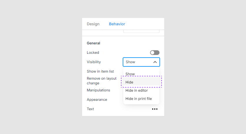 Complete hiding an element.